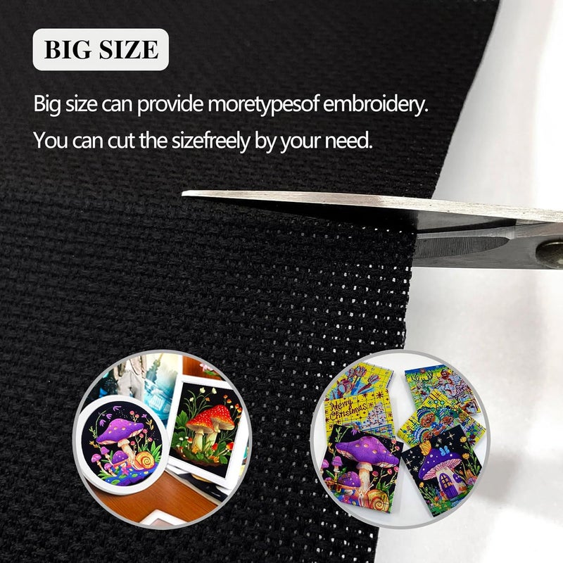 Zhenqing 14 Count Black Aida Cloth Cross Stitch Fabric - Extra Large 30x35 inch (75x90cm) - 100% Cotton for Big Embroidery Projects - Image 4